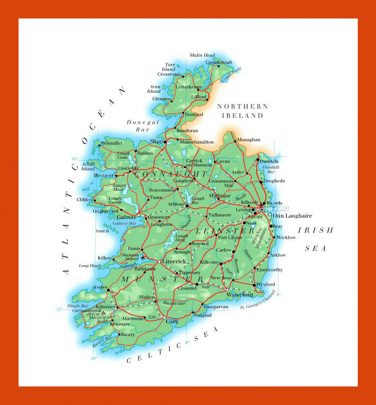 Elevation map of Ireland