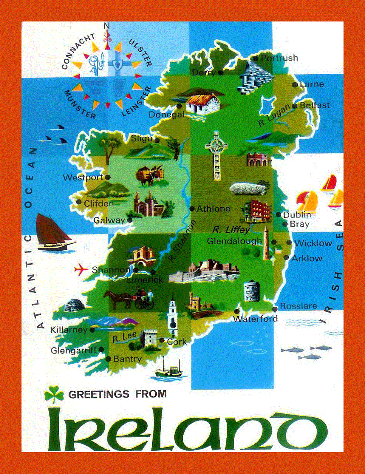 Illustrated map of Ireland