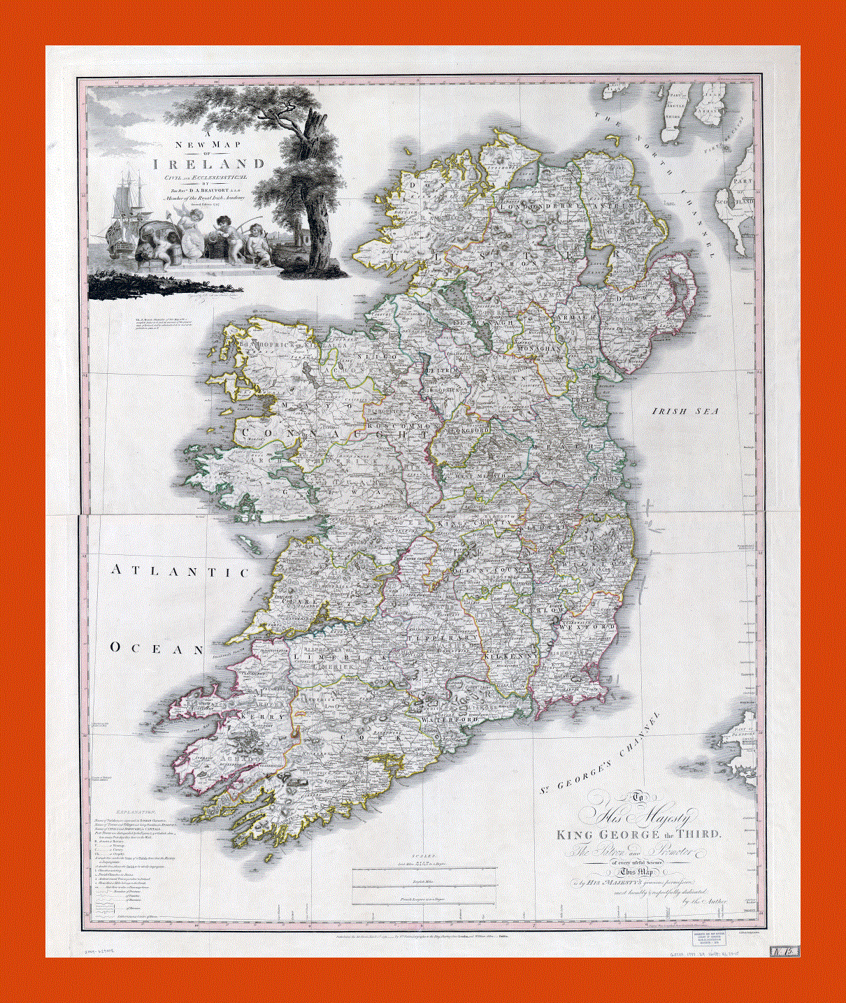 Old political and administrative map of Ireland - 1797