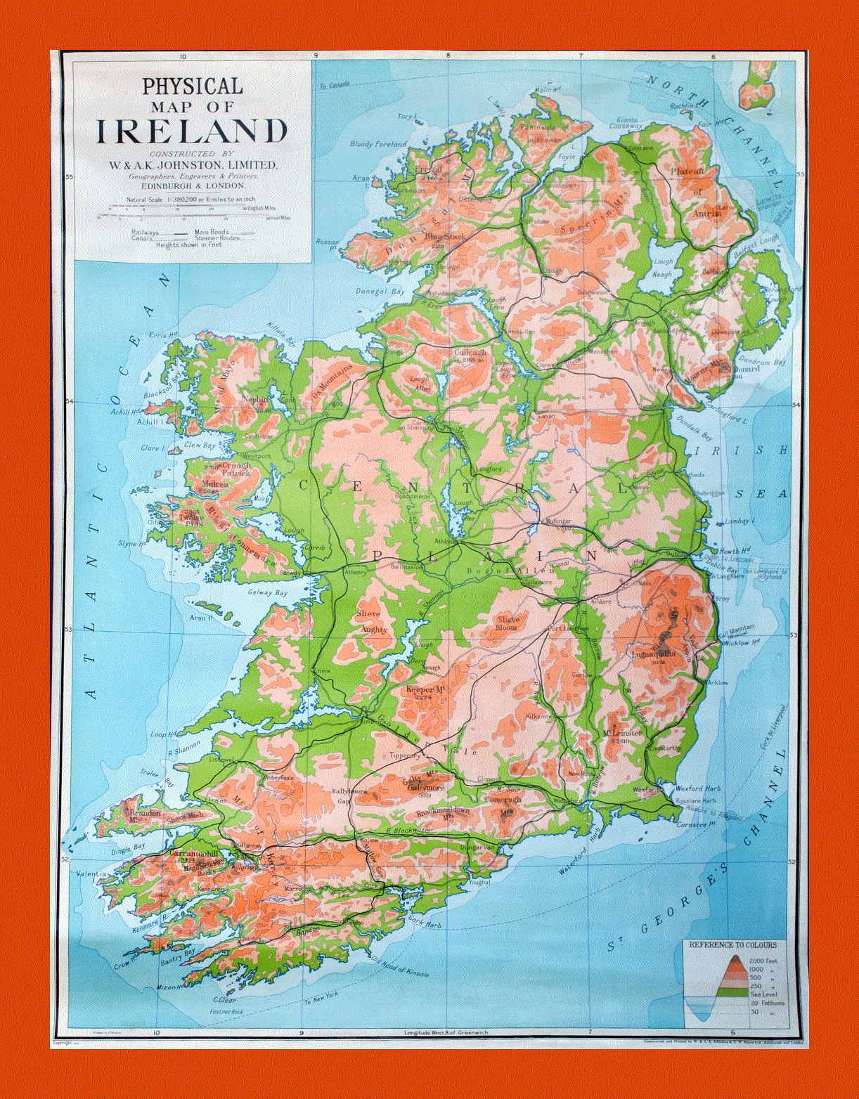Physical map of Ireland