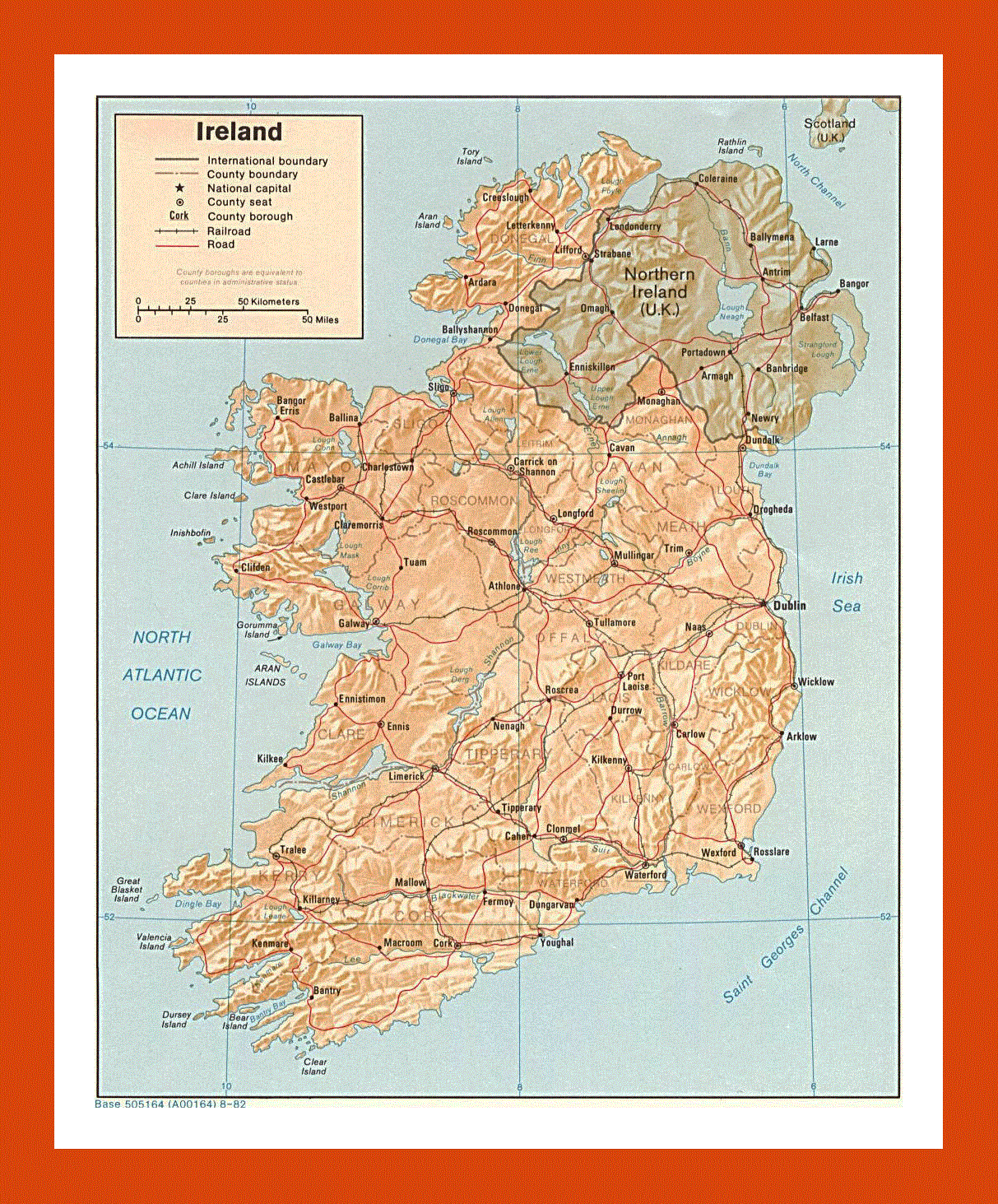 Political and administrative map of Ireland - 1982