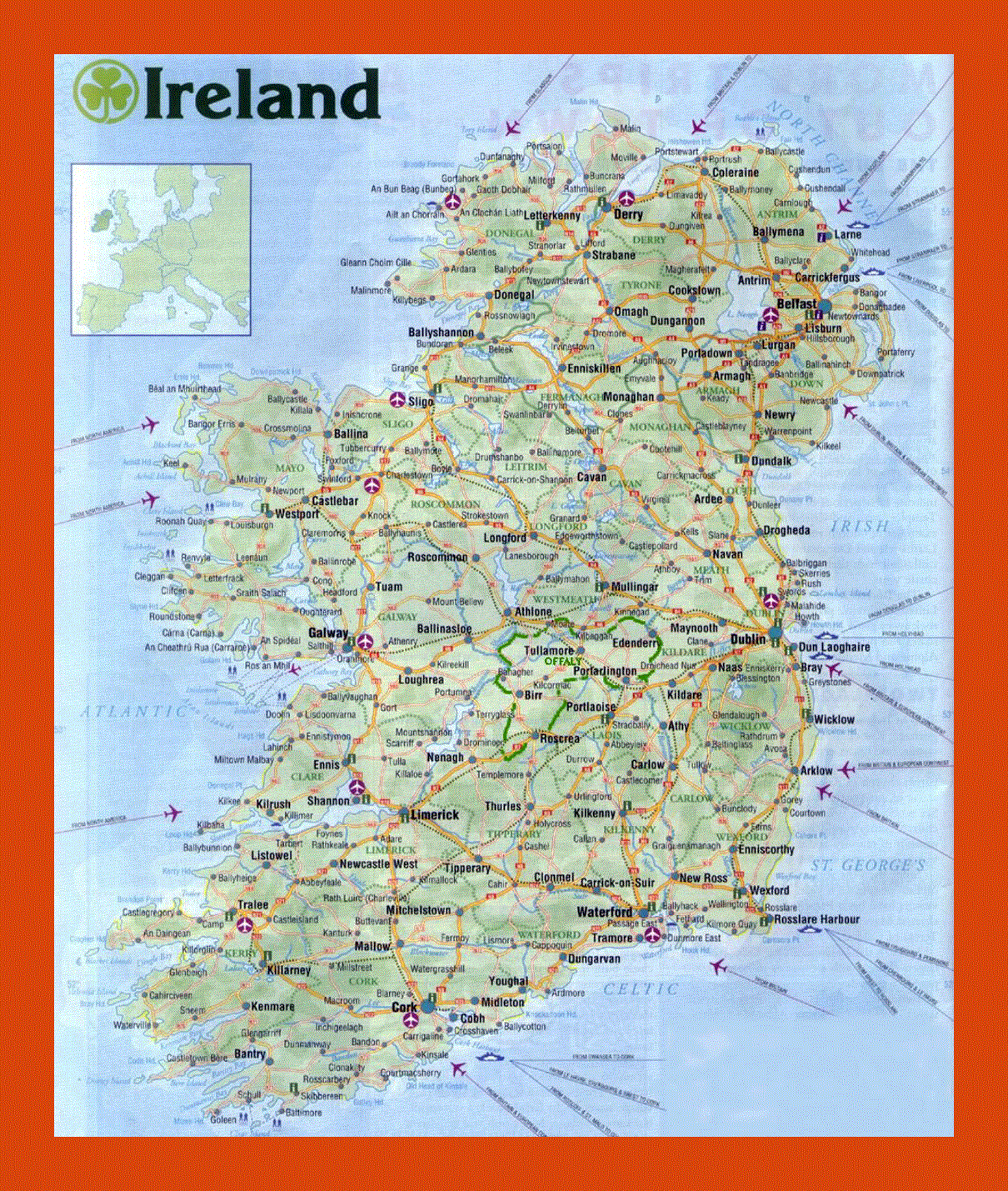 Road map of Ireland