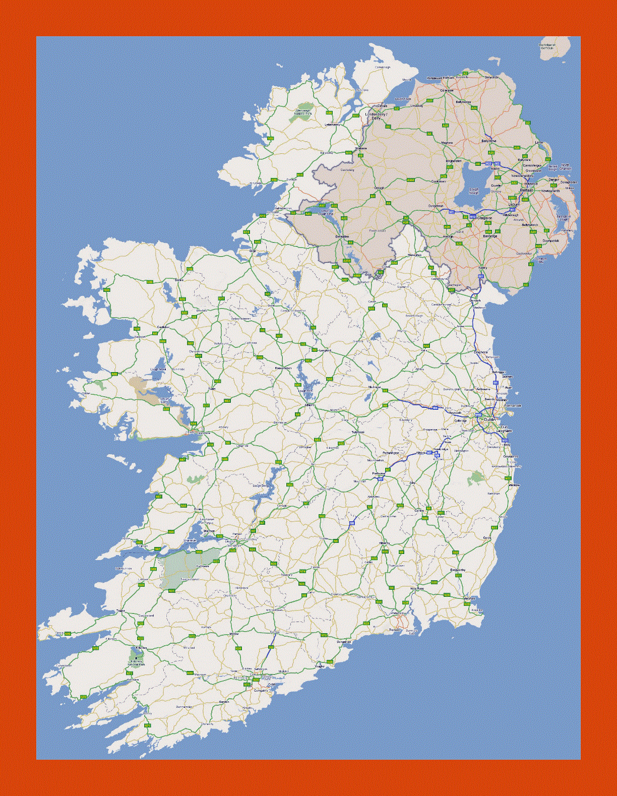 Road map of Ireland