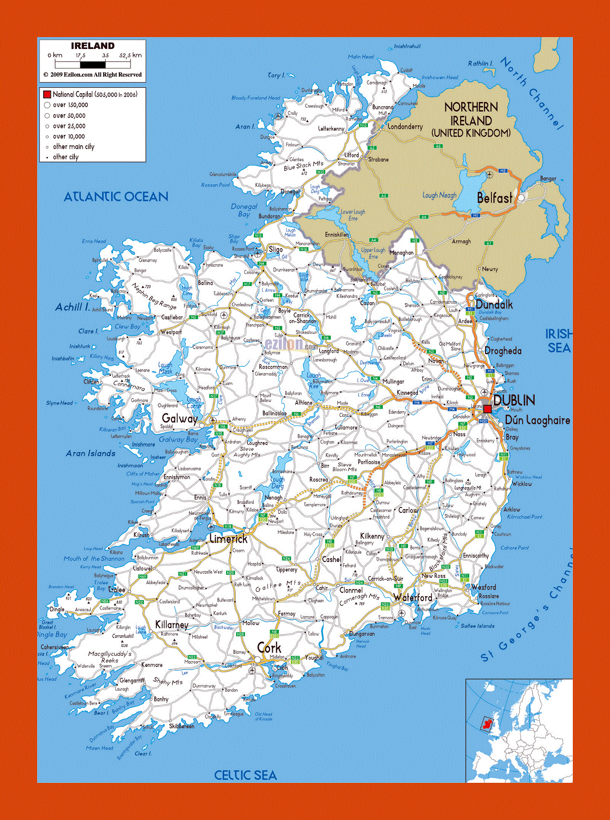 Road map of Ireland