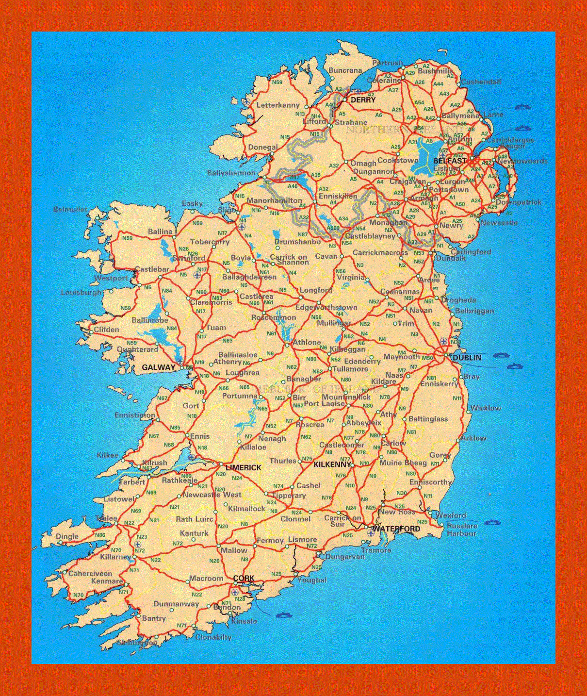 Road map of Ireland