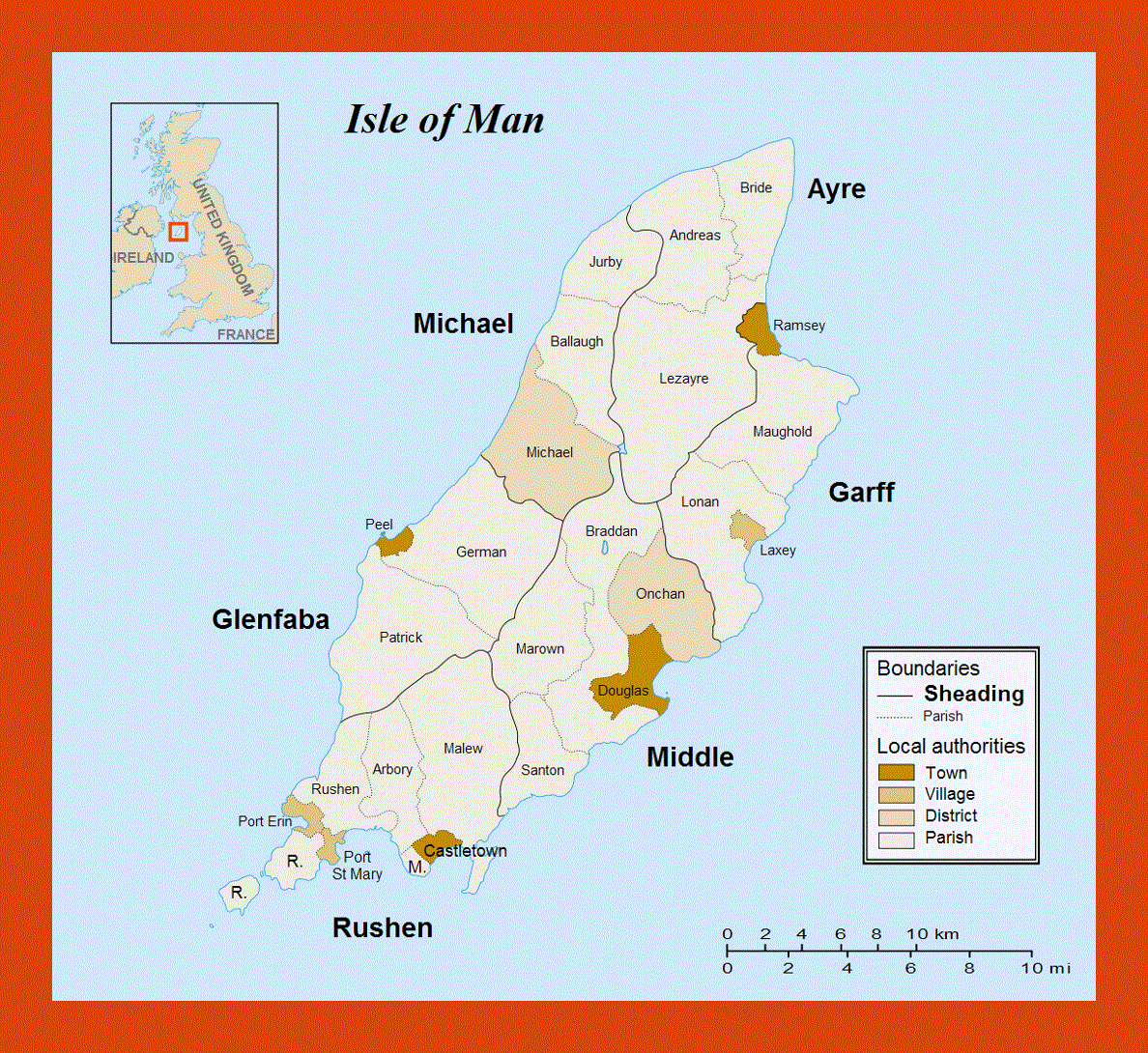 Administrative map of Isle of Man