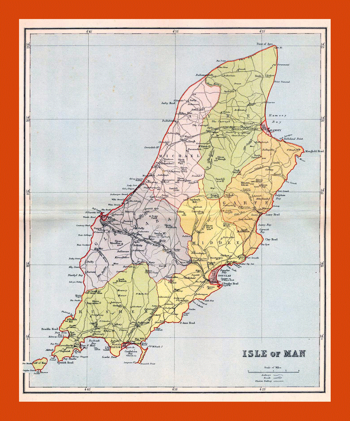 Old administrative map of Isle of Man