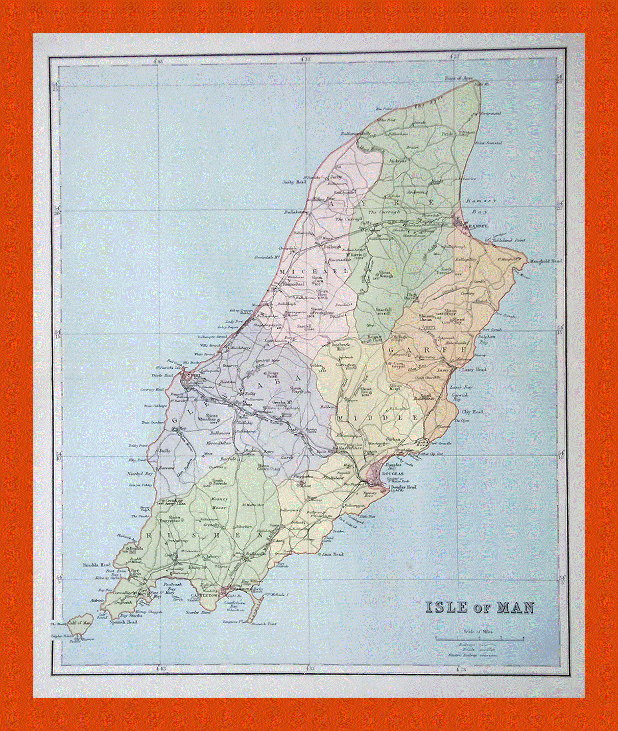 Old administrative map of Isle of Man
