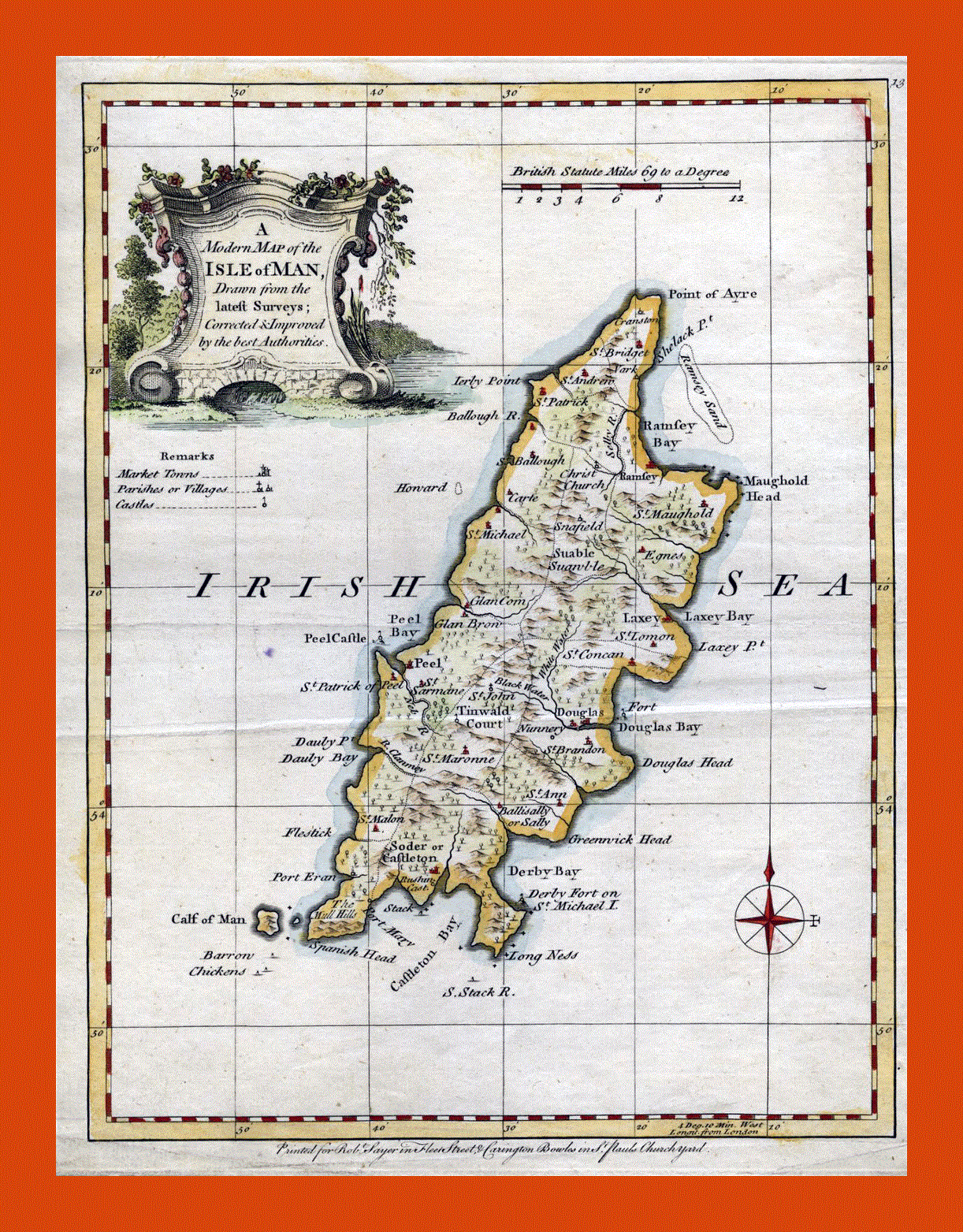 Old map of Isle of Man