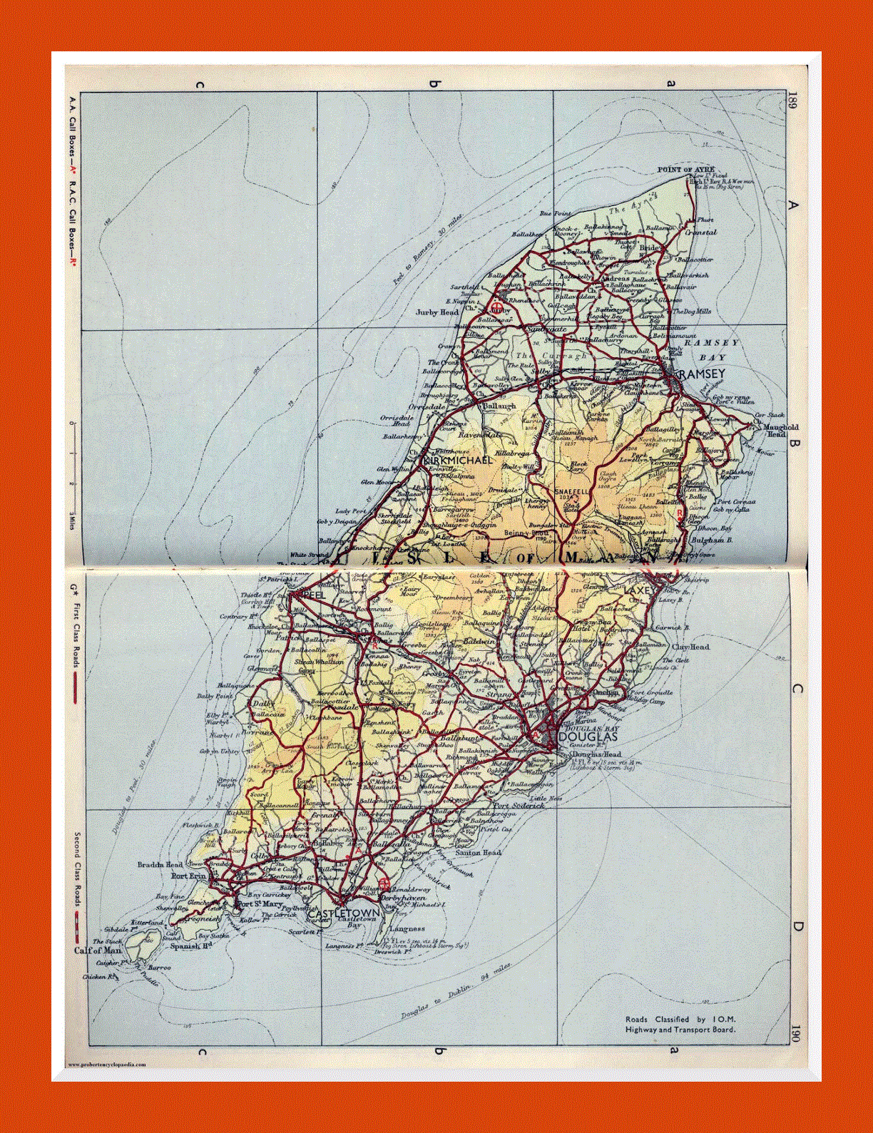 Old road map of Isle of Man