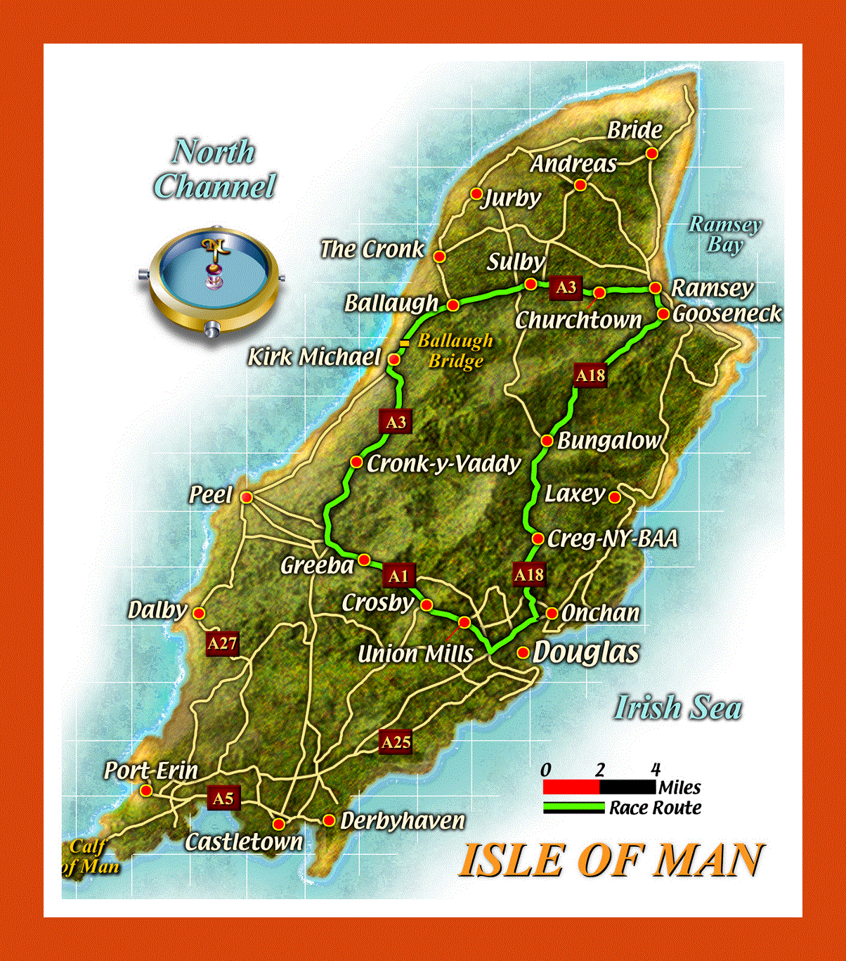 Road map of Isle of Man