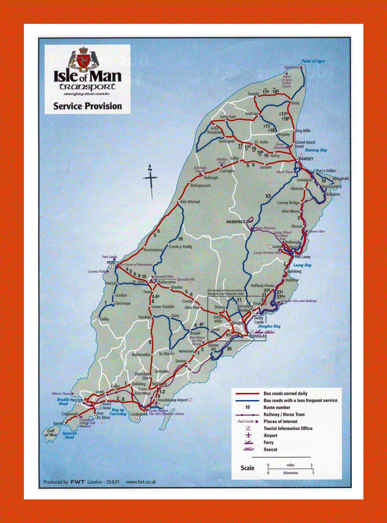 Transportation map of Isle of Man