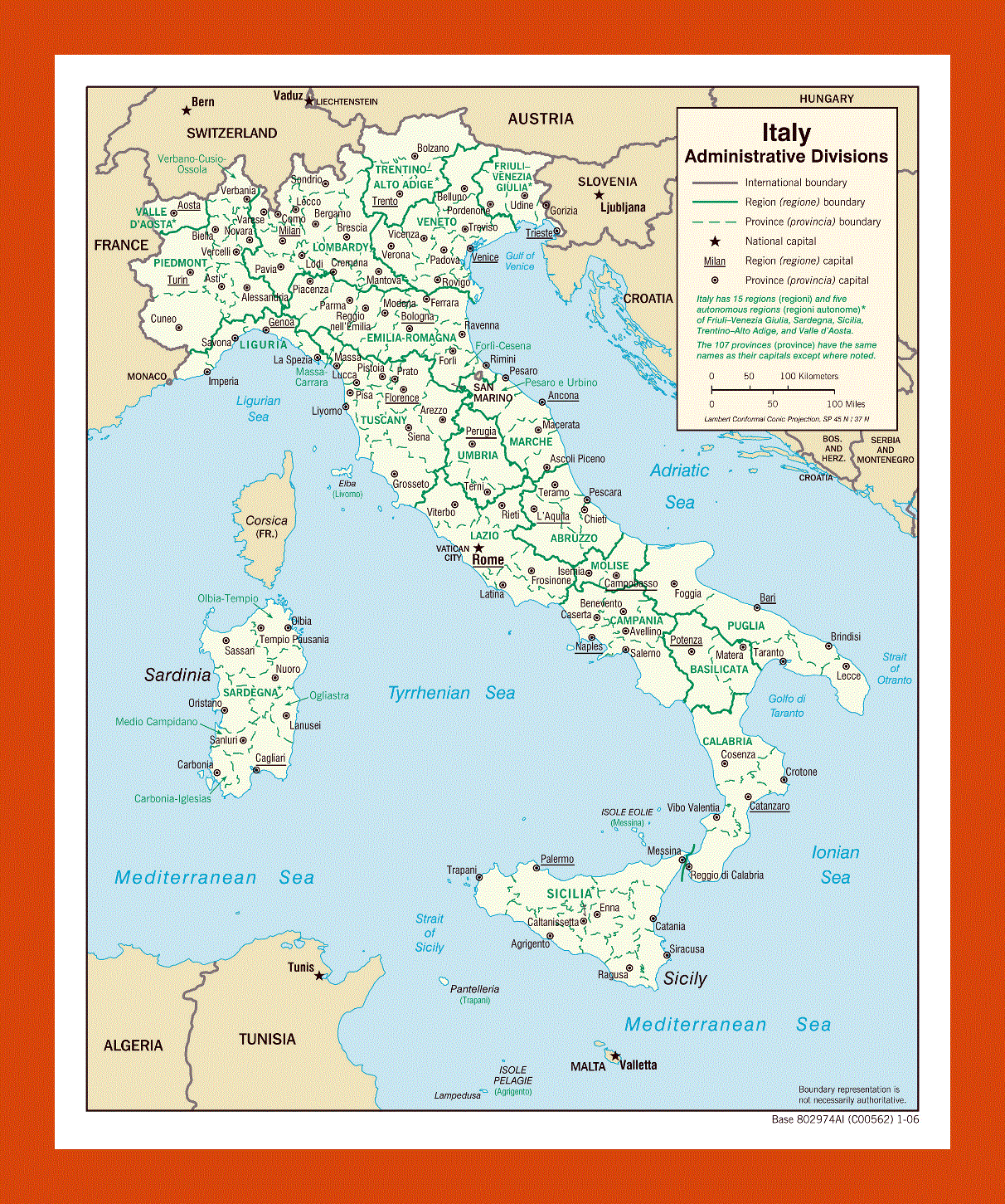 Administrative divisions map of Italy - 2006