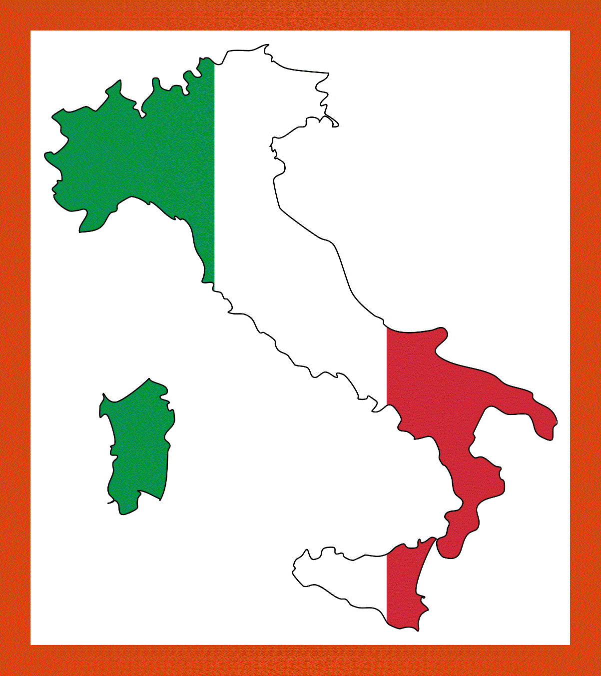 Flag map of Italy