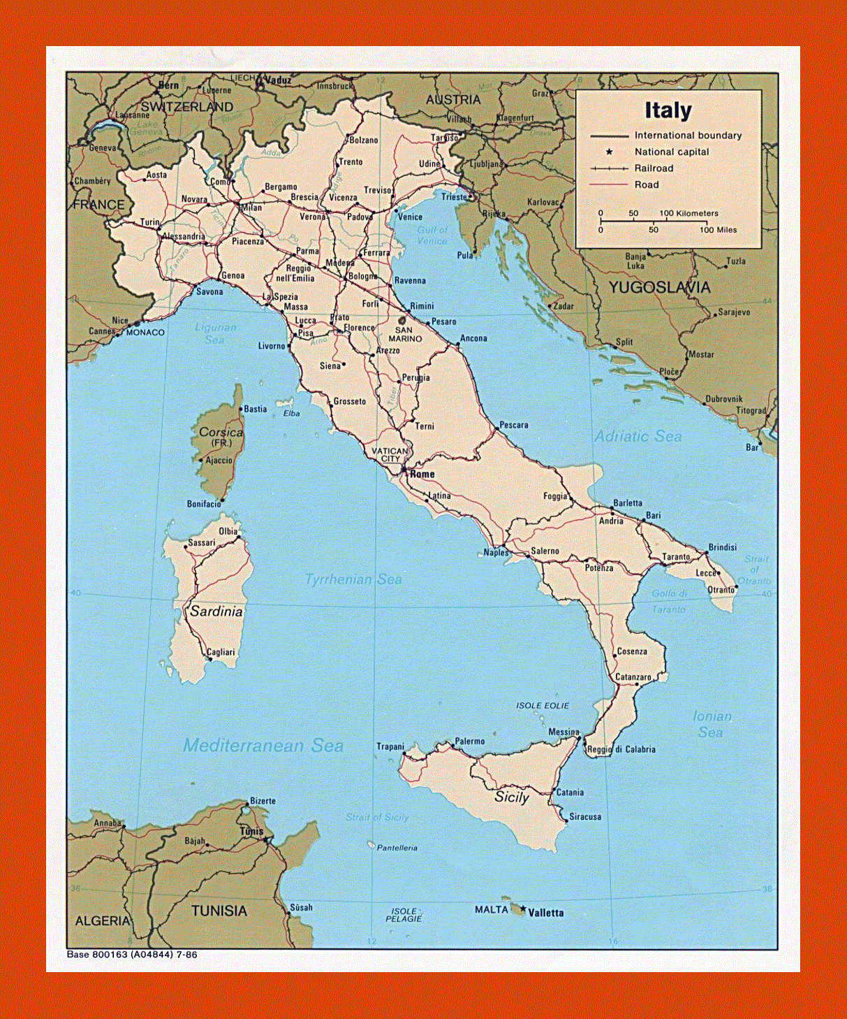 Political map of Italy - 1986
