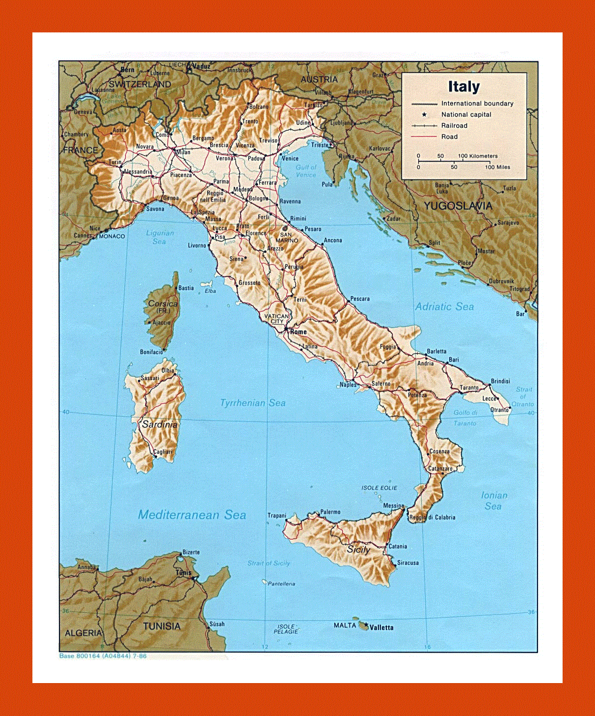 Political map of Italy - 1986