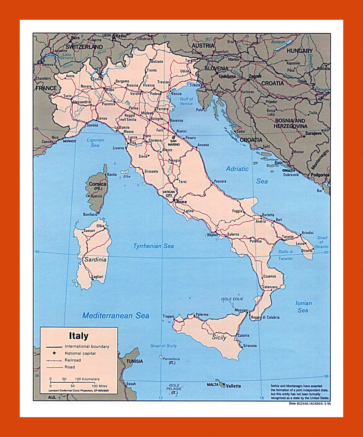 Political map of Italy - 1996