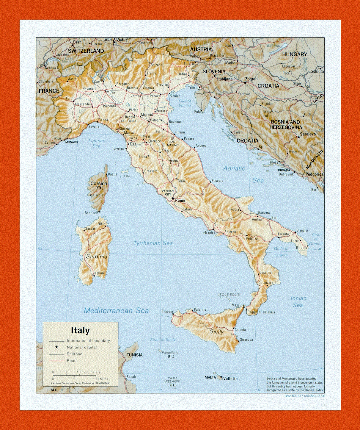 Political map of Italy - 1996