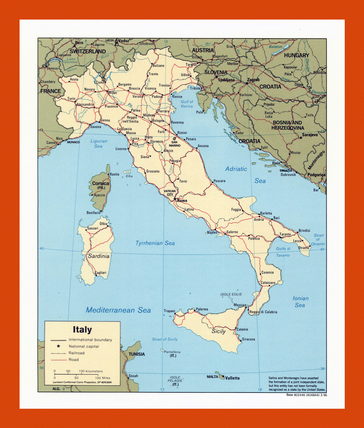 Political map of Italy - 1996