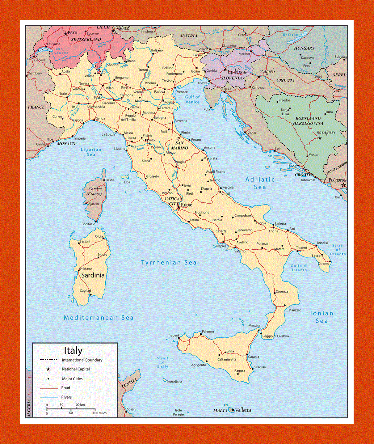 Political map of Italy