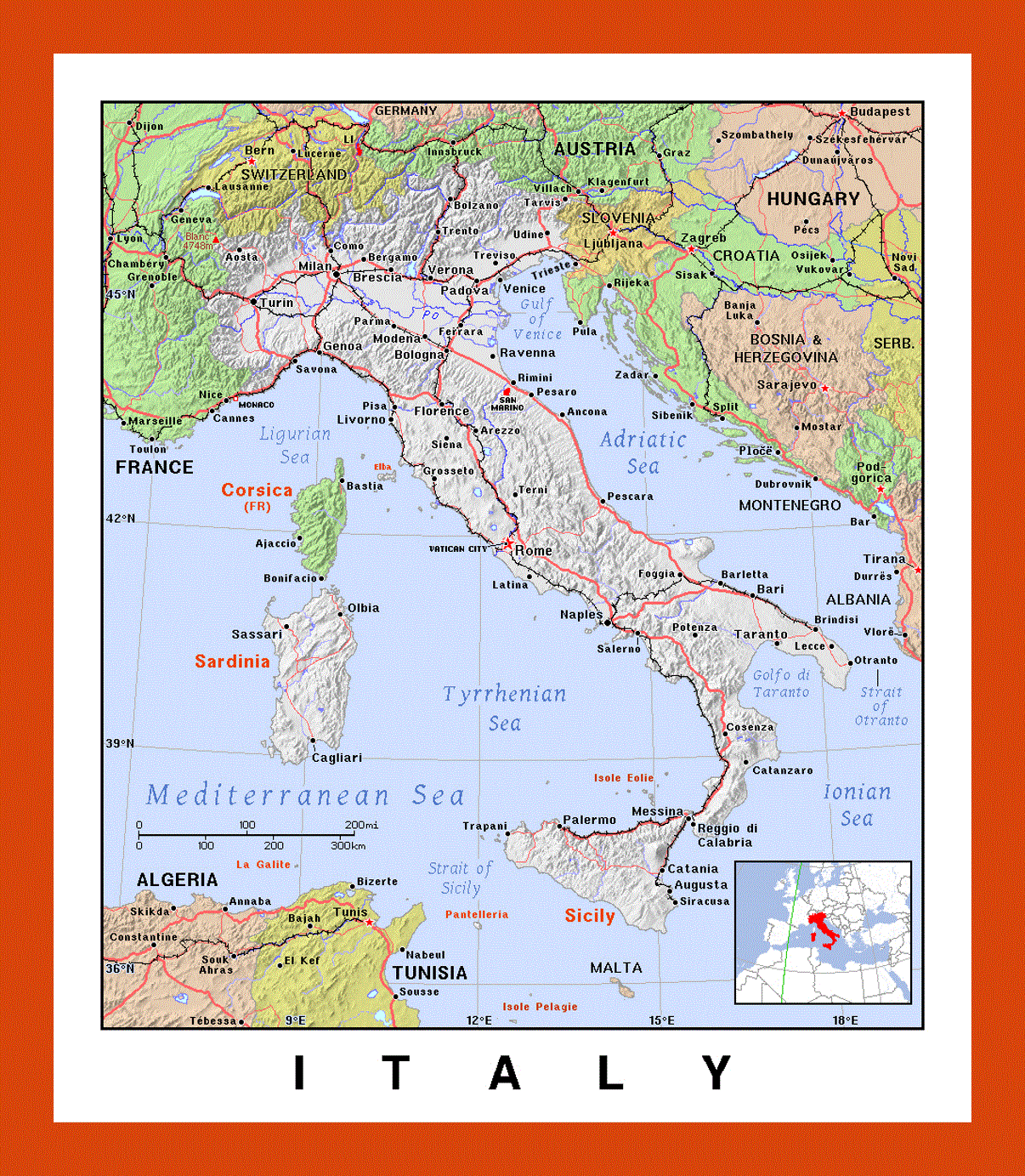 Political map of Italy