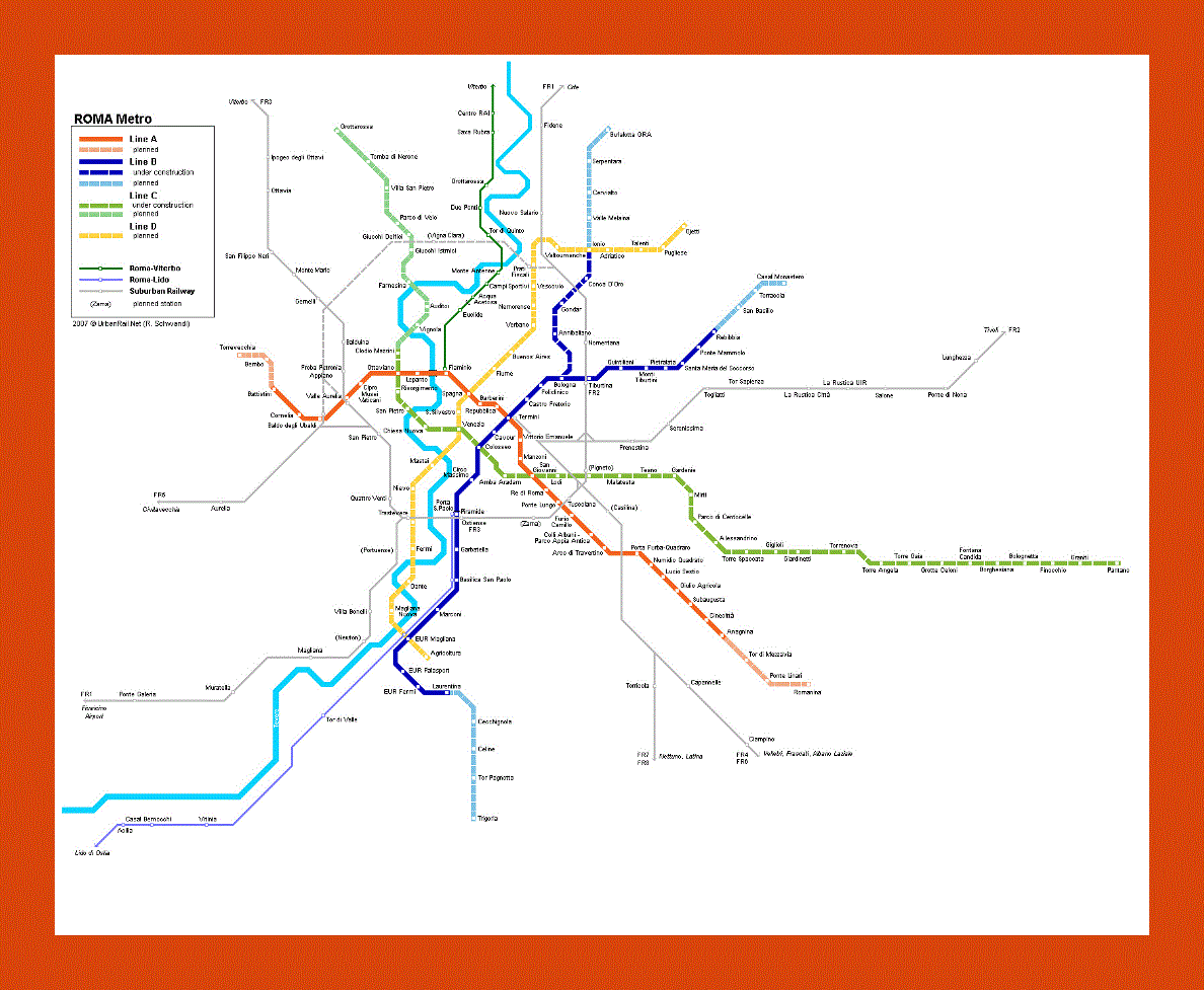 Metro map of Rome city