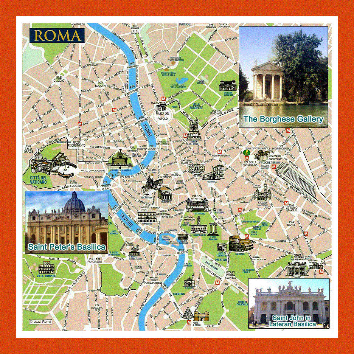 Tourist map of Rome city