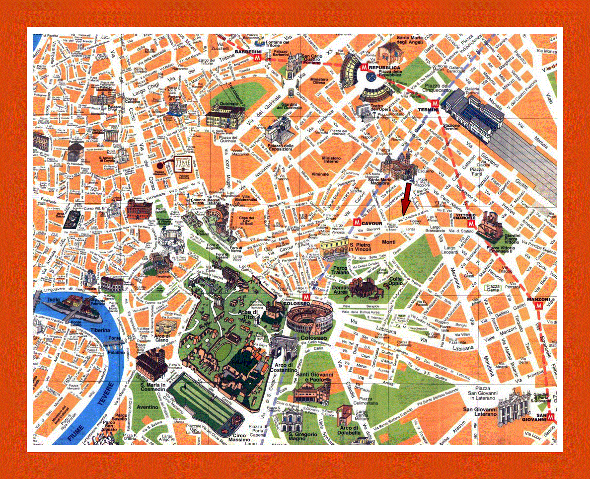 Tourist map of Rome city center