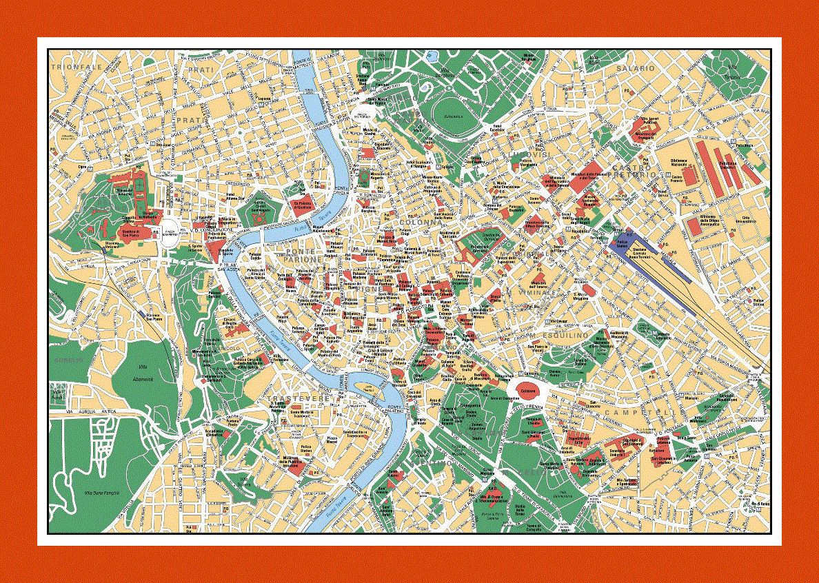 Tourist map of Rome city