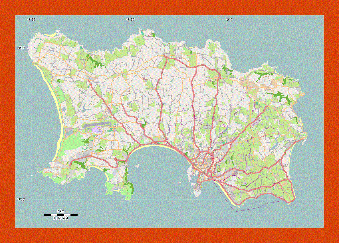 Road map of Jersey island