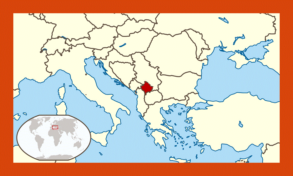 Location map of Kosovo in the World