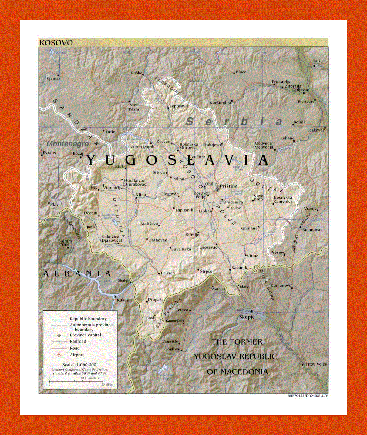 Political map of Kosovo - 2001