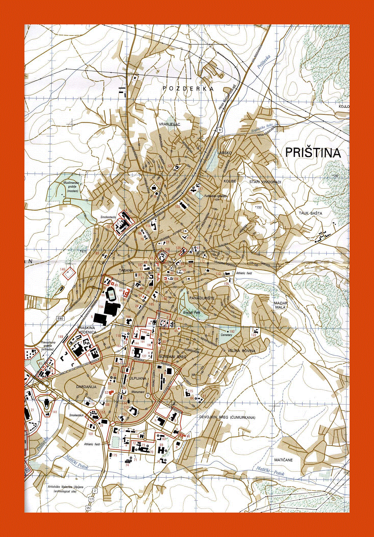 Map of Pristina city