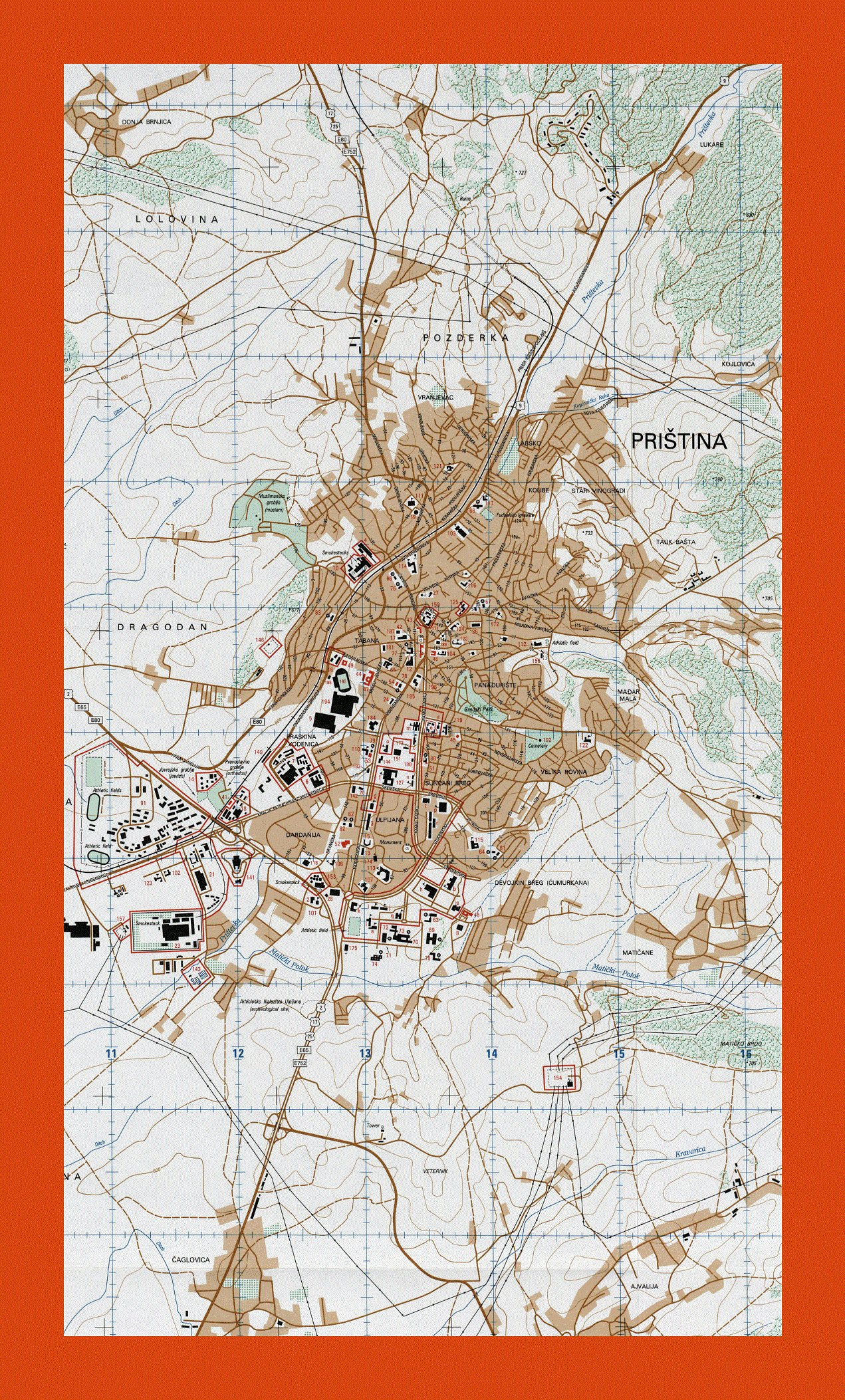 Road map of Pristina city