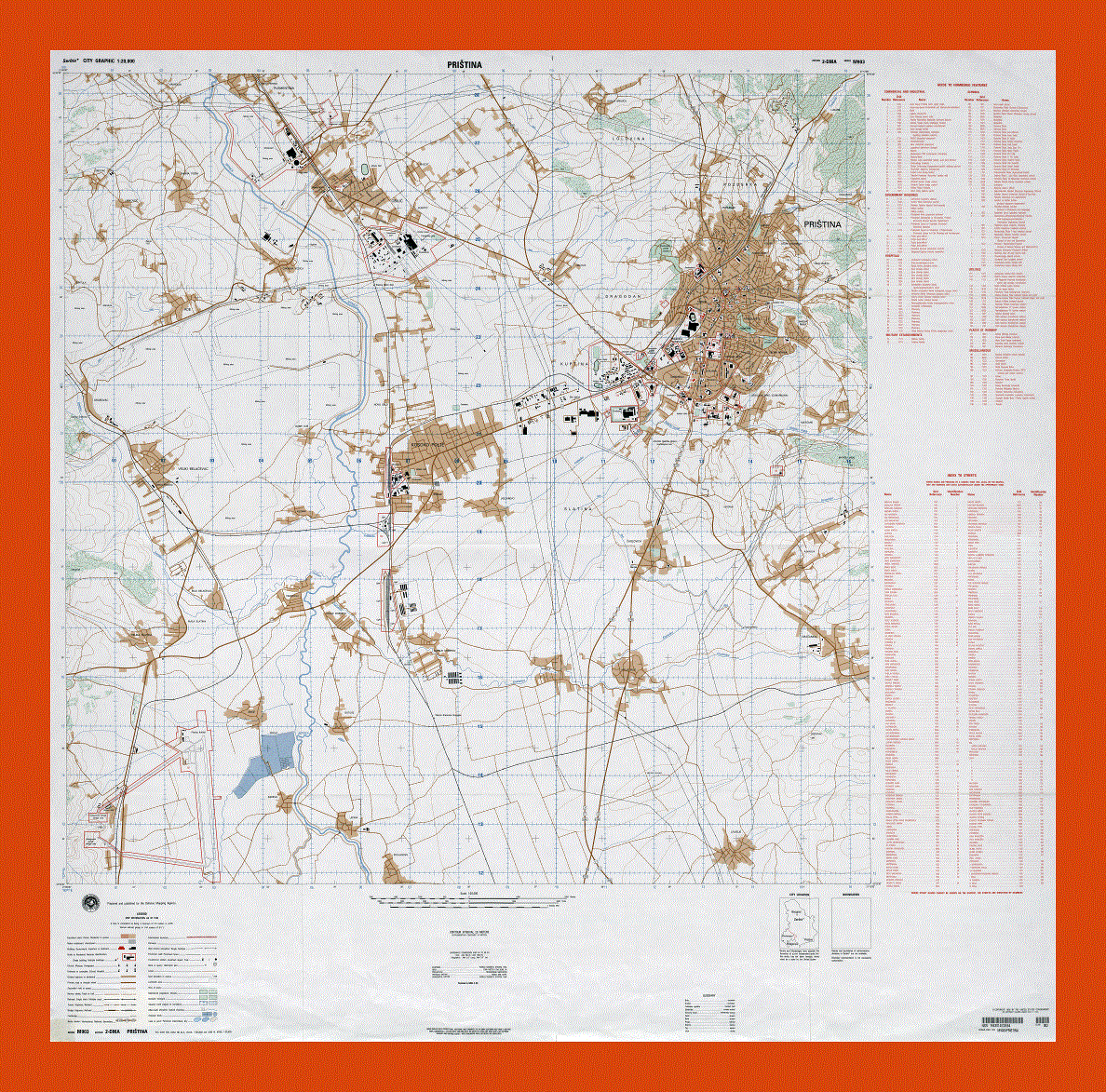 Topographical map of Pristina city region