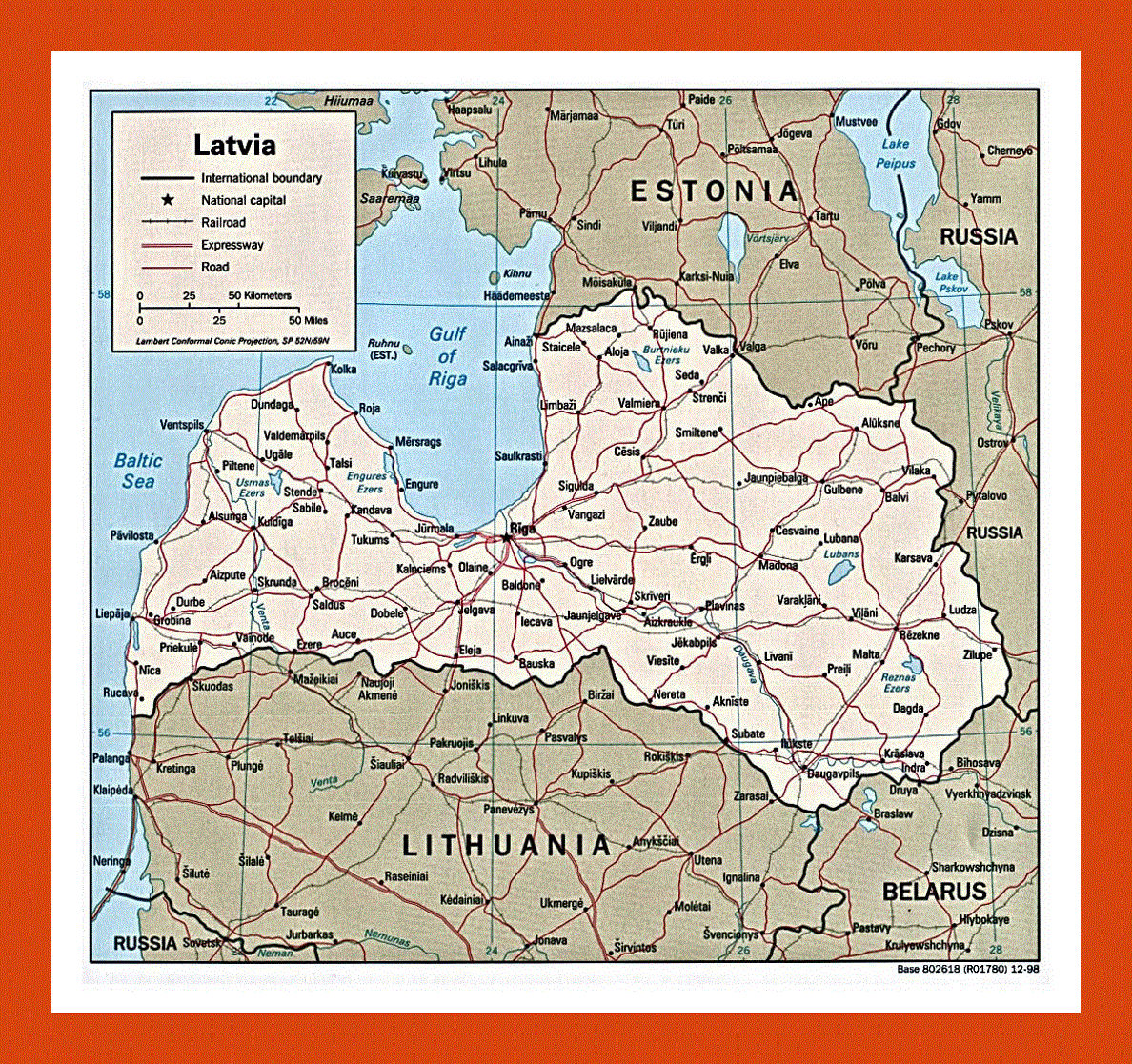 Political map of Latvia - 1998