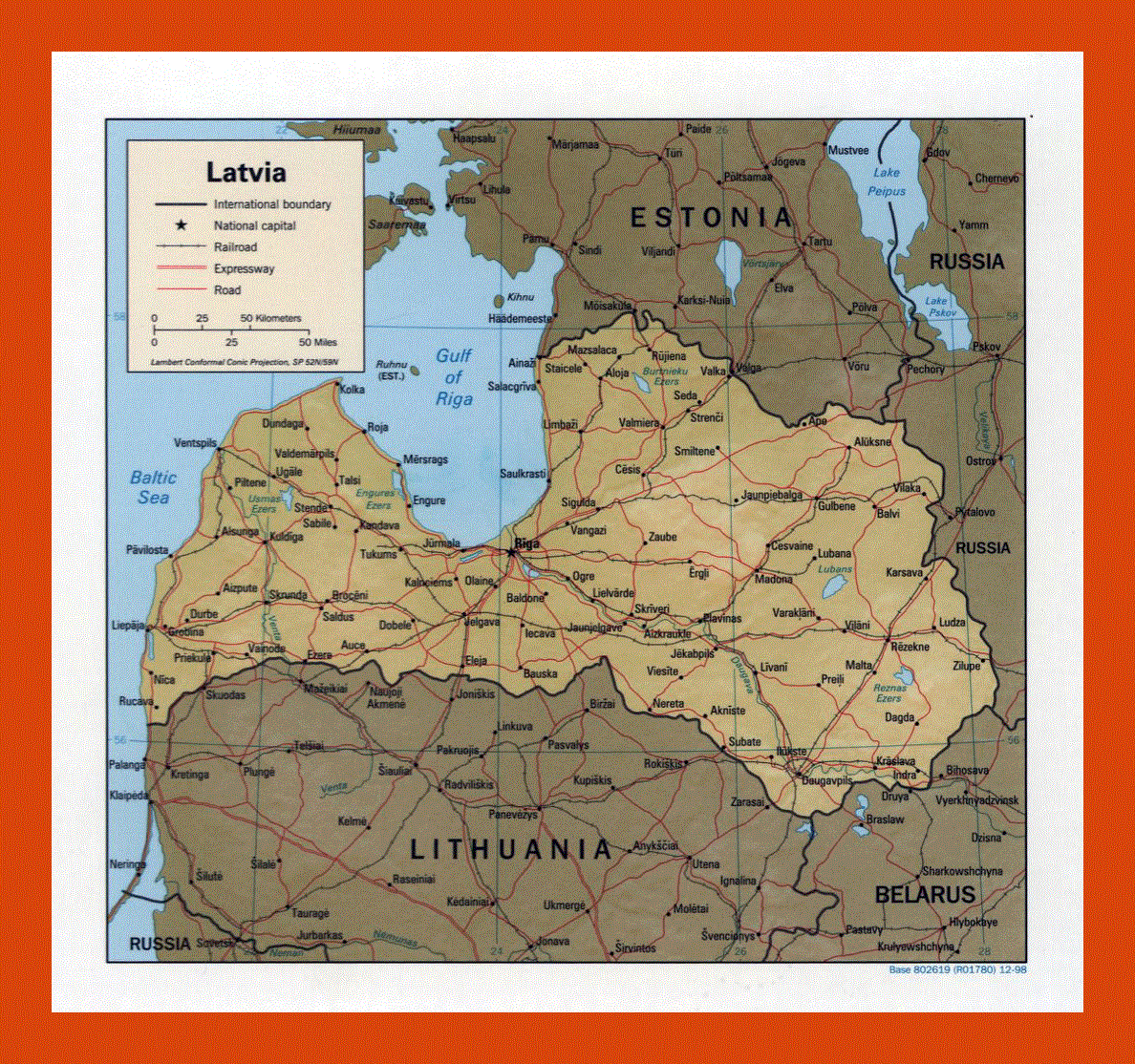 Political map of Latvia - 1998