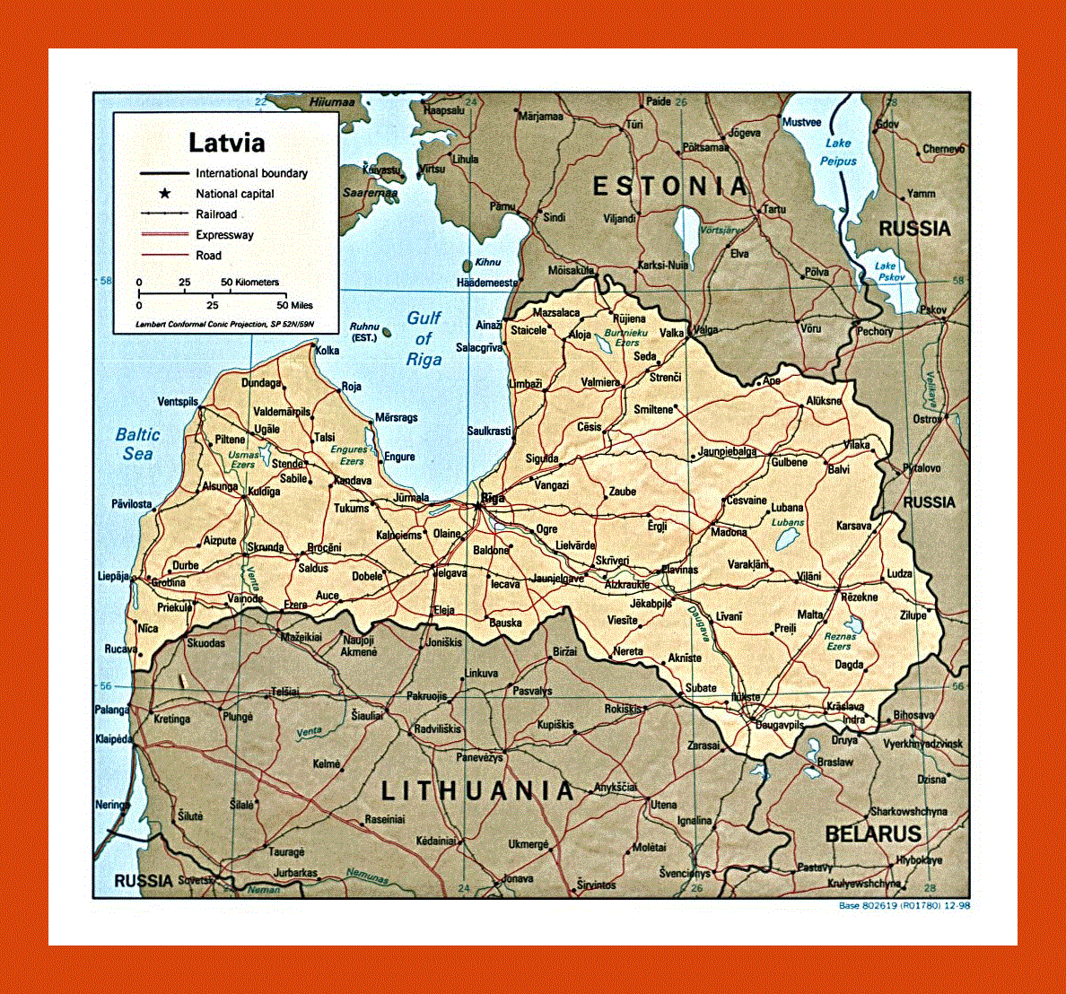 Political map of Latvia - 1998