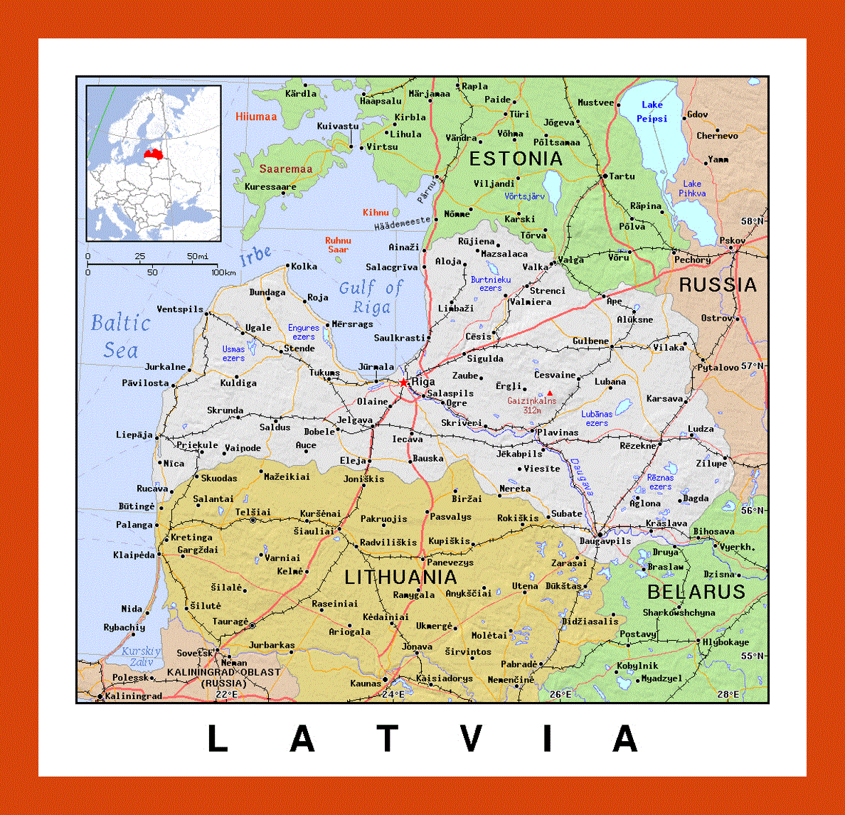 Political map of Latvia