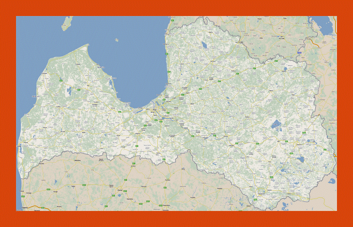 Road map of Latvia