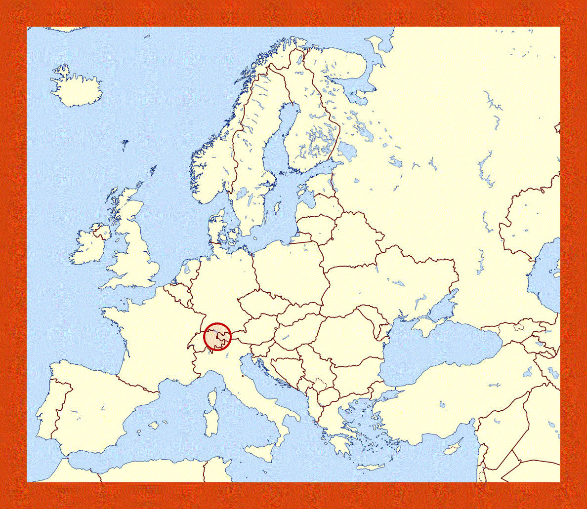 Location map of Liechtenstein in Europe