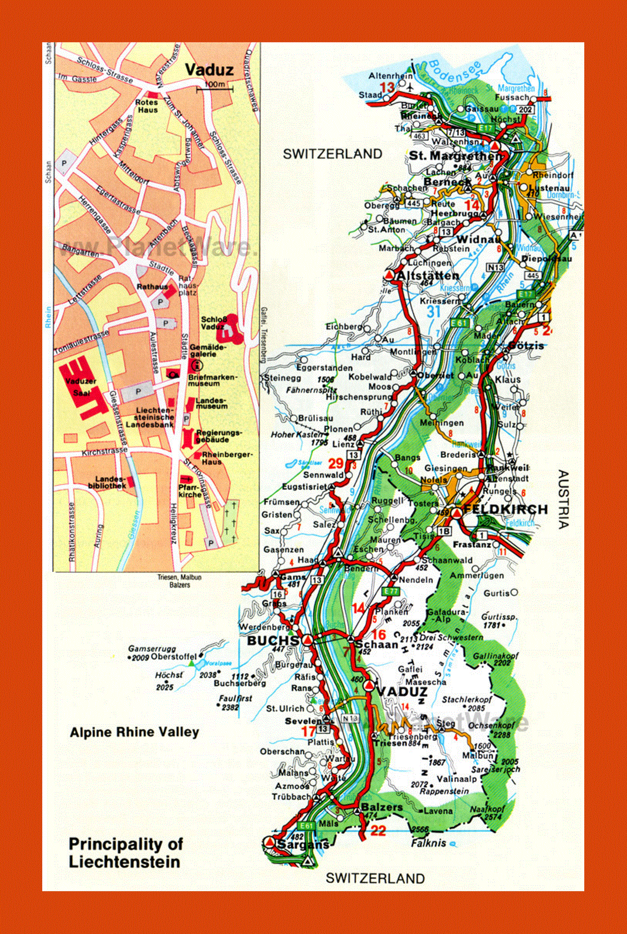 Road map of Liechtenstein