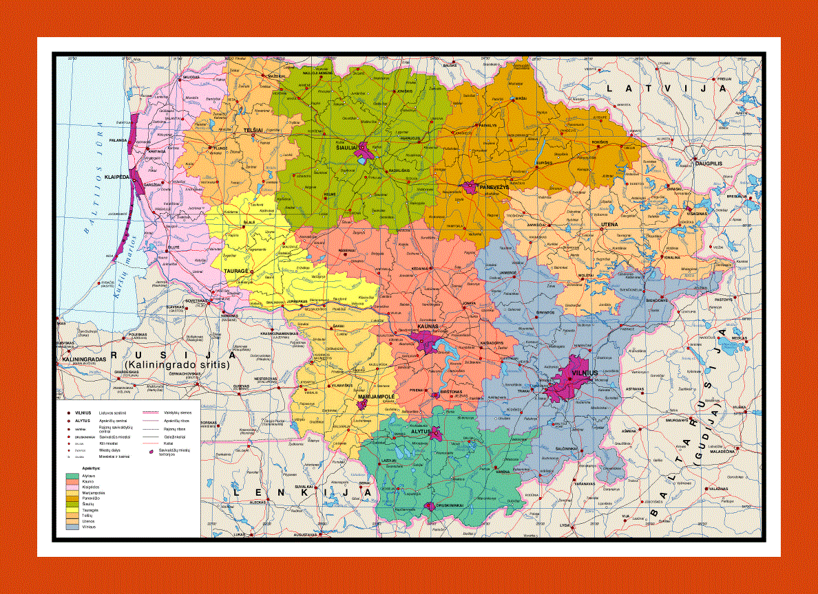 Administrative map of Lithuania