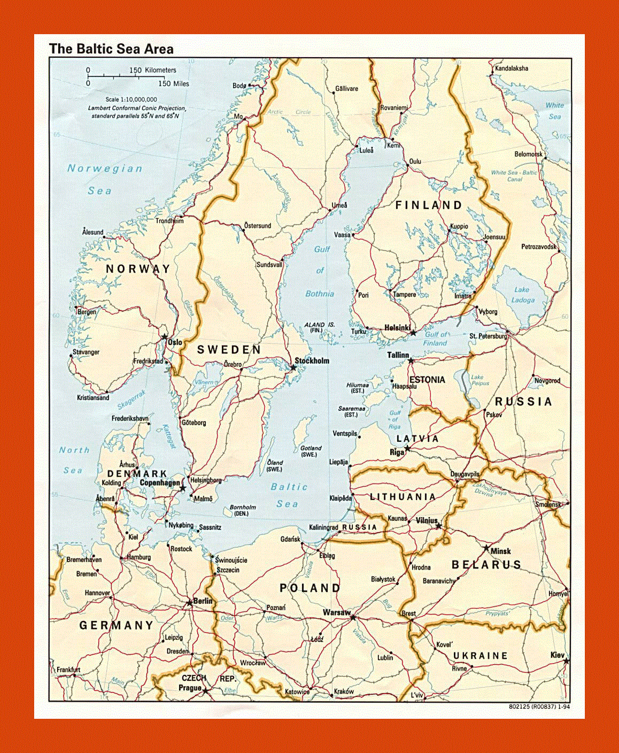 Map of the Baltic Sea Area - 1994