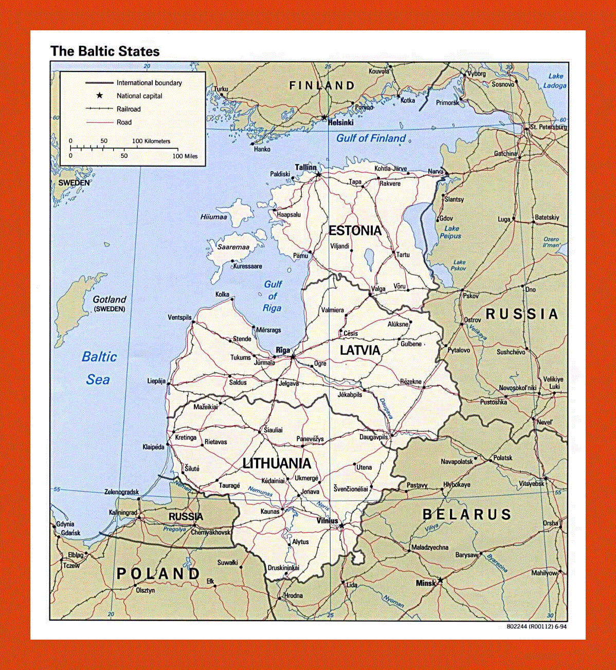 Map of the Baltic States - 1994