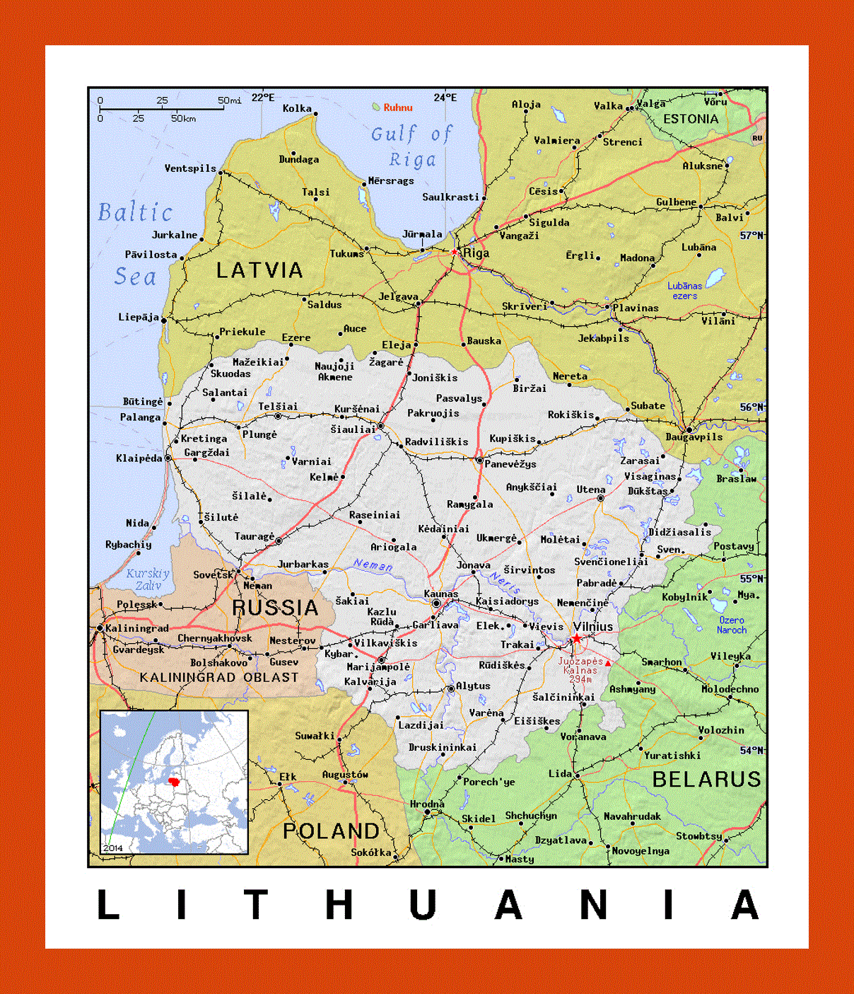 Political map of Lithuania