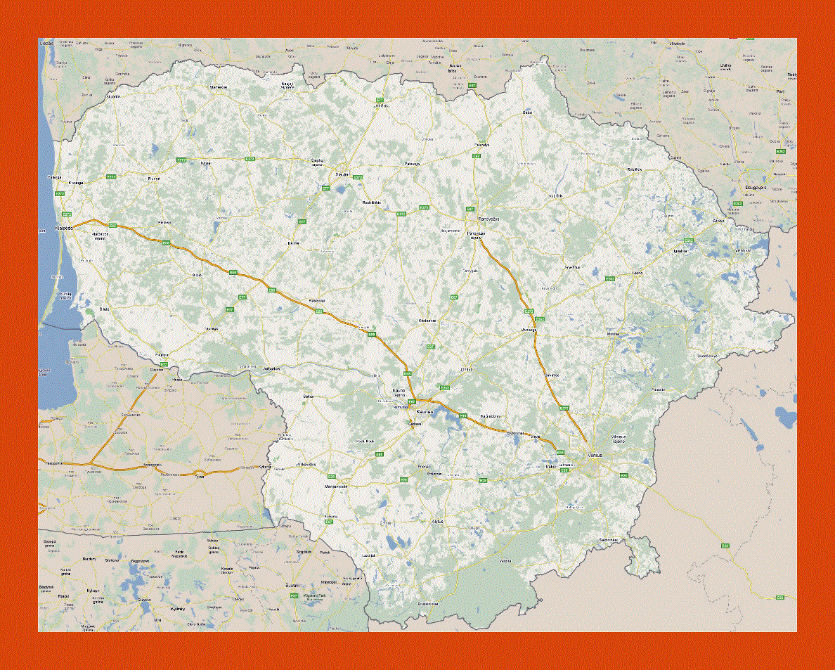 Road map of Lithuania