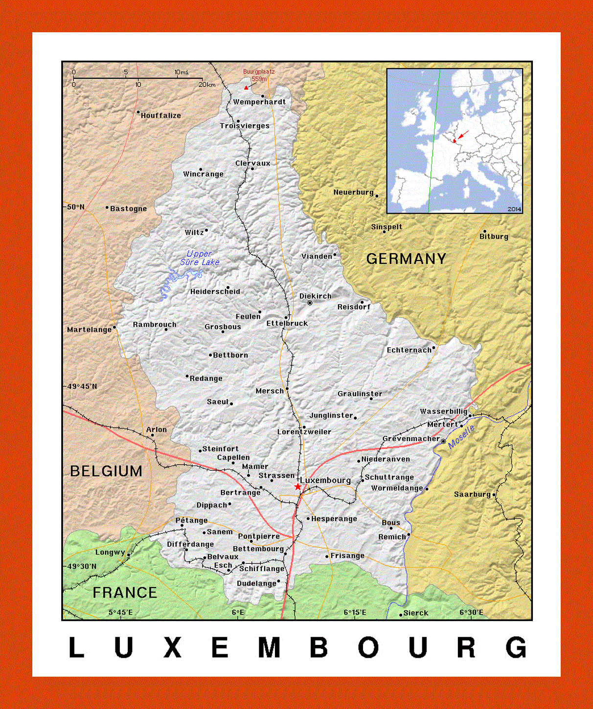 Political map of Luxembourg