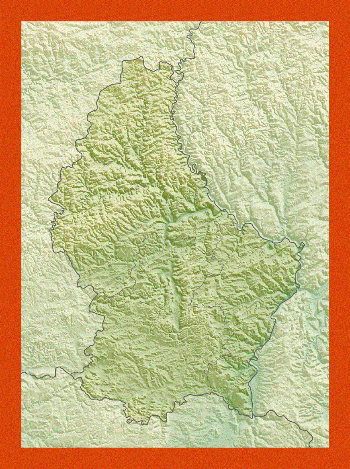 Relief map of Luxembourg