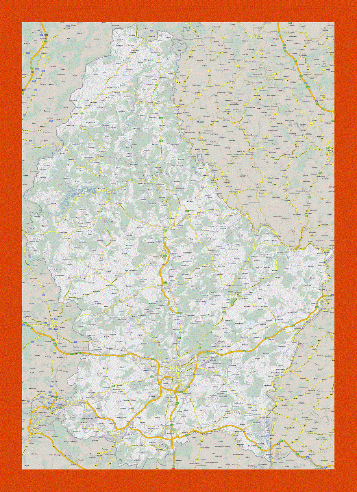 Road map of Luxembourg